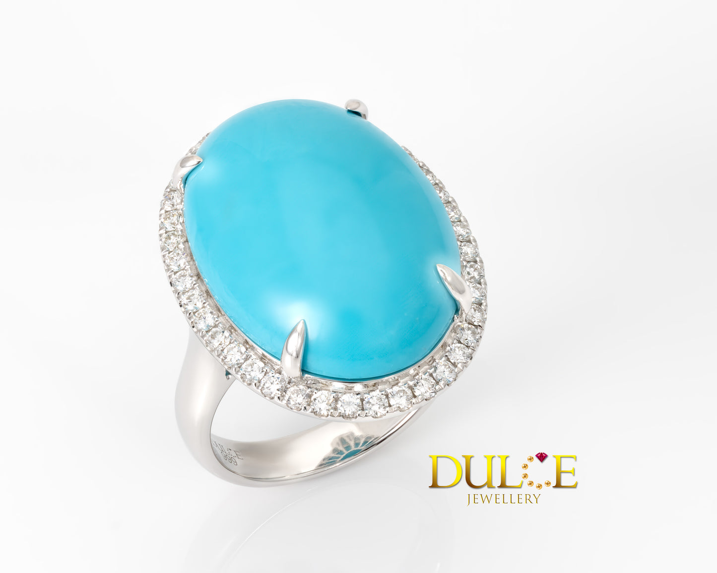 18K 金睡美人綠松石鑽石戒指