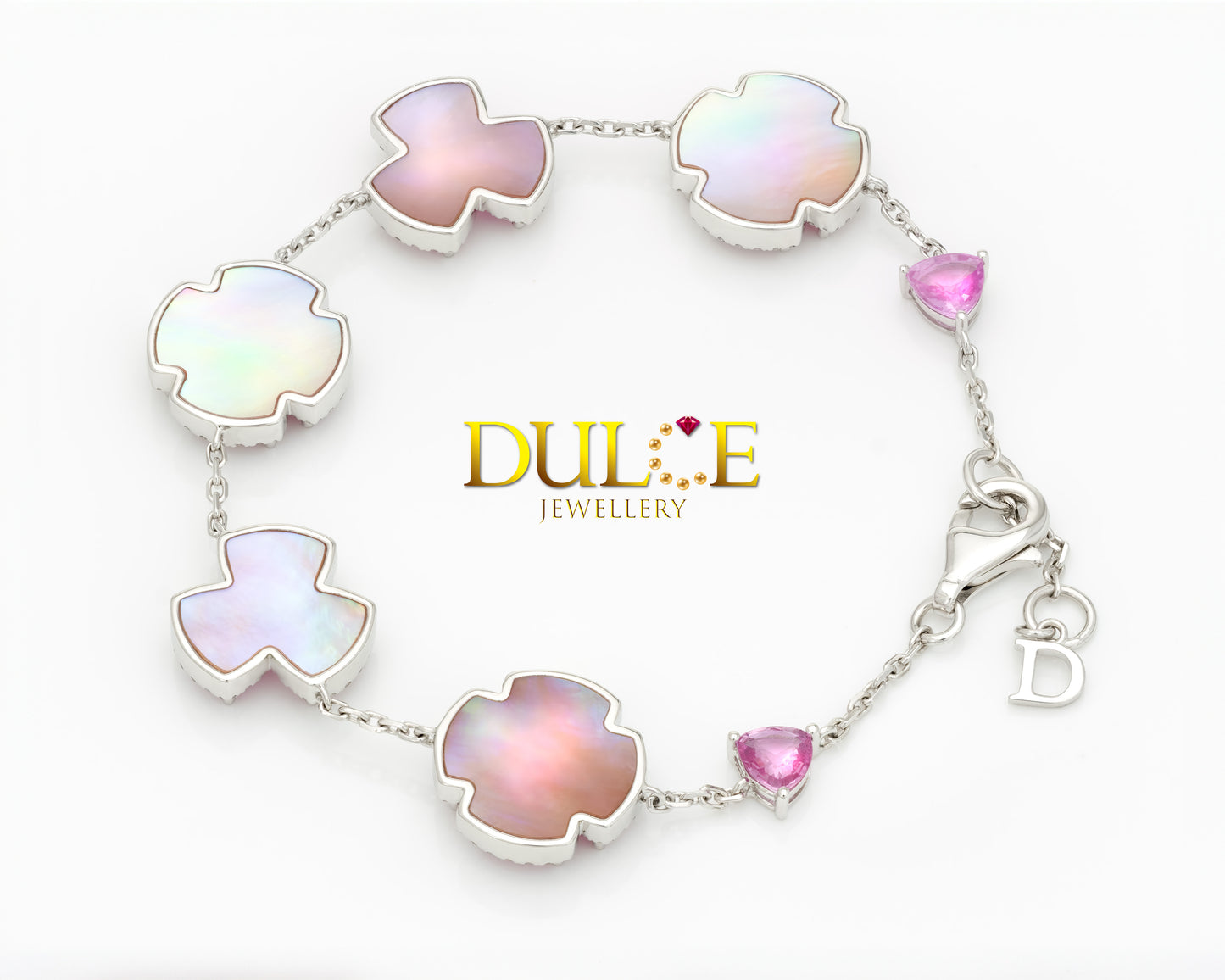 18K Gold Hot Pink Sapphire Diamond Bracelet