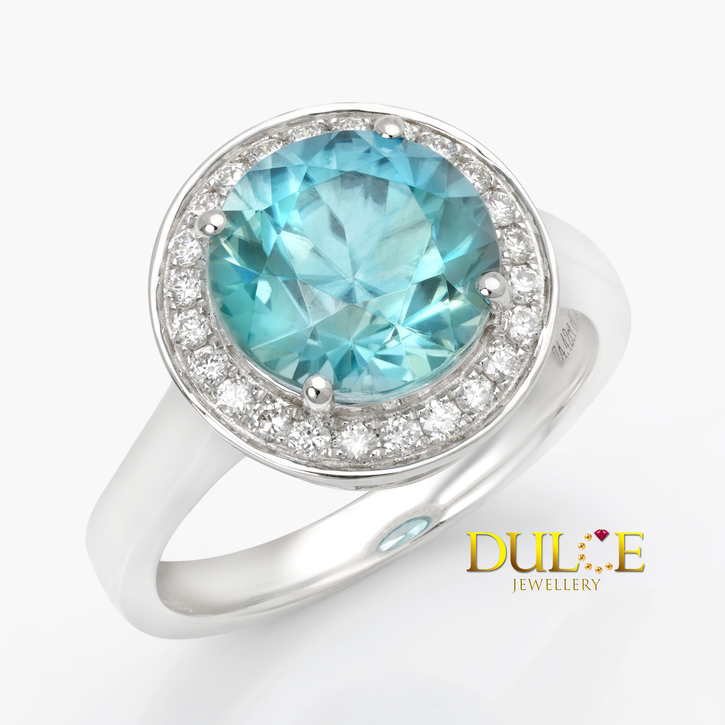 18K Gold Blue Zircon & Diamond Ring