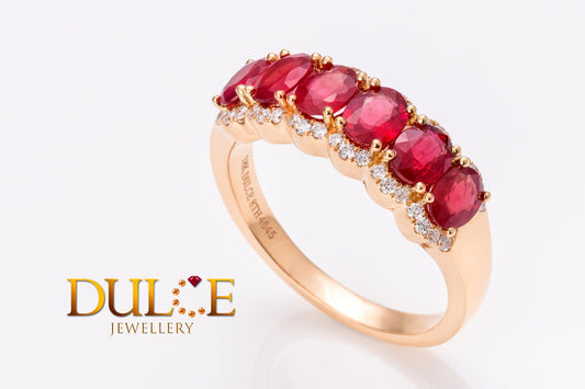 18K Rose Gold Ruby Diamond Ring (GRRUBYDY5942)