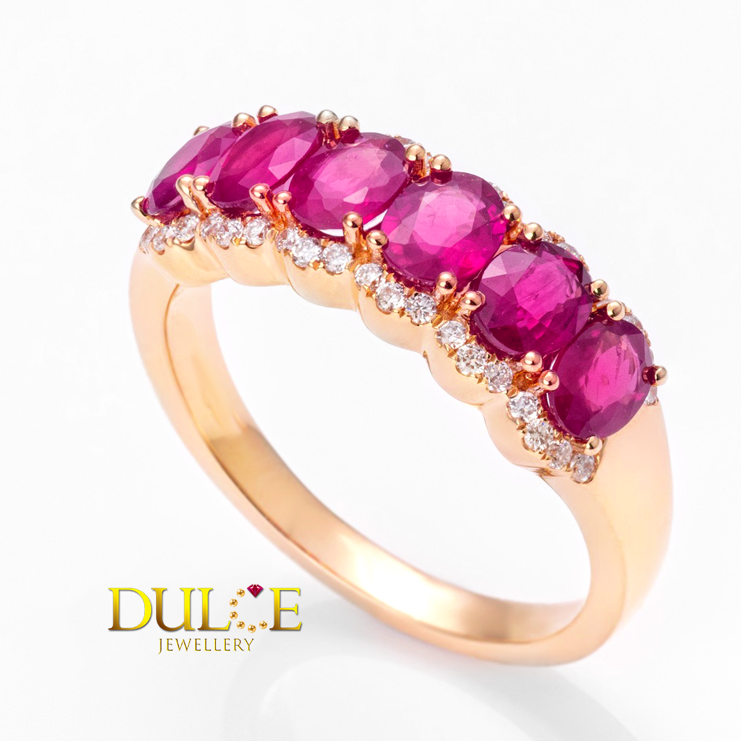 14K紅寶石鑽石戒指