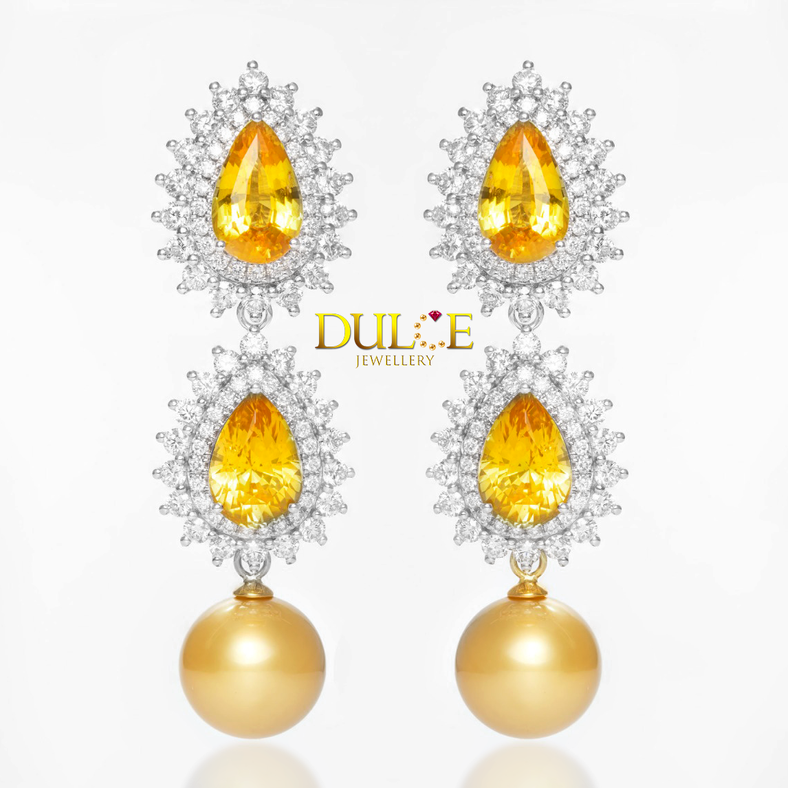 18K Gold Yellow Sapphire Diamond Earrings (GEYS3035) *The Middle Pairs* (Pearls not included)