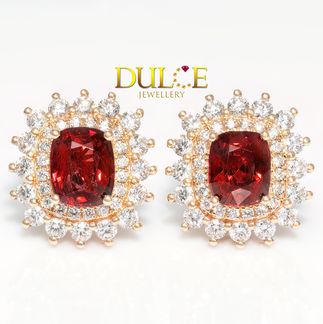 18K Gold Red Spinel Diamond Earrings (GERSPINEL2996)