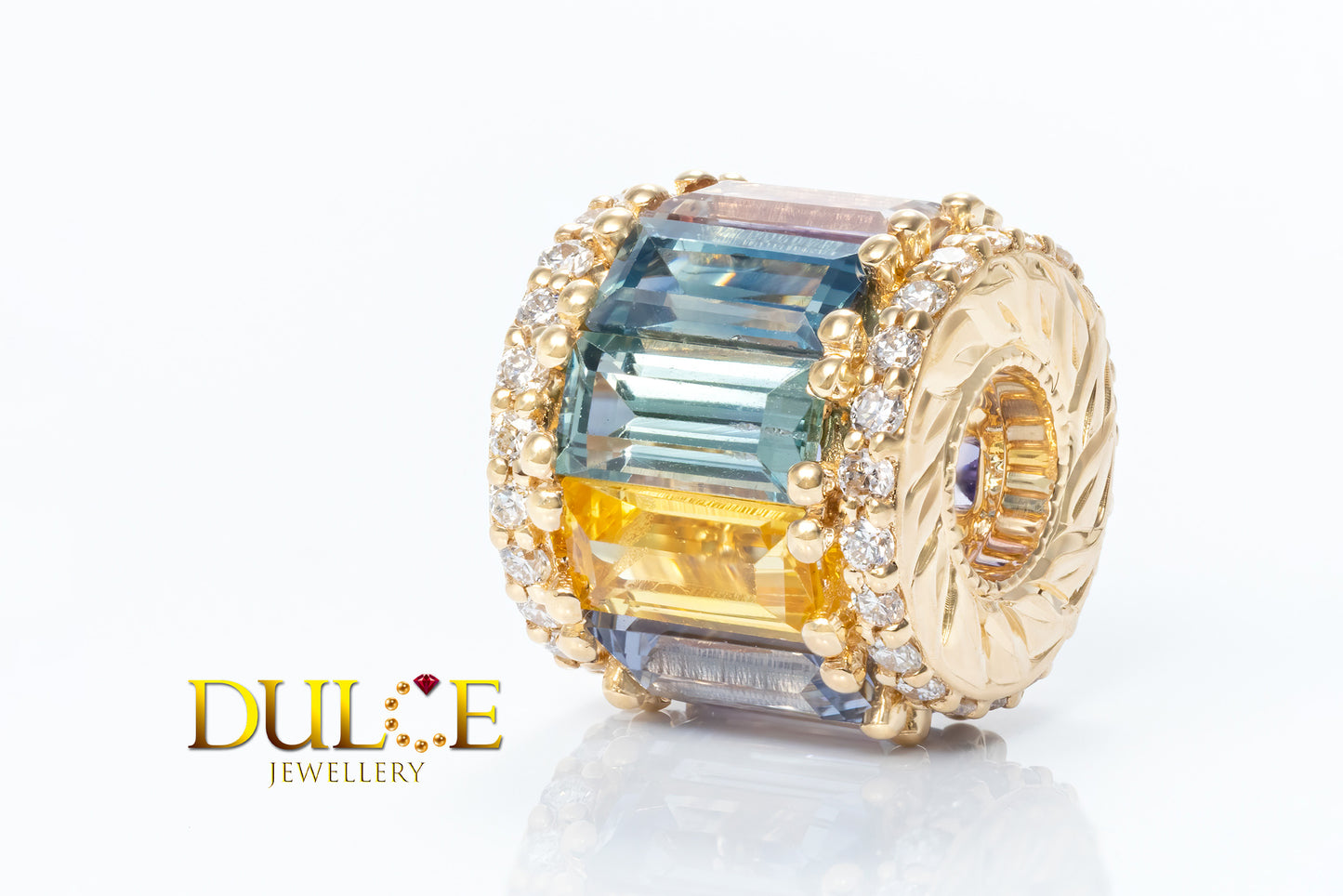 18K Gold Multi-Color Sapphire Diamond Roundel (Price by Request)