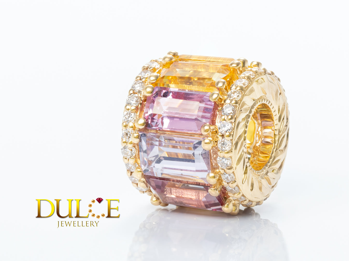 18K Gold Multi-Color Sapphire Diamond Roundel (Price by Request)