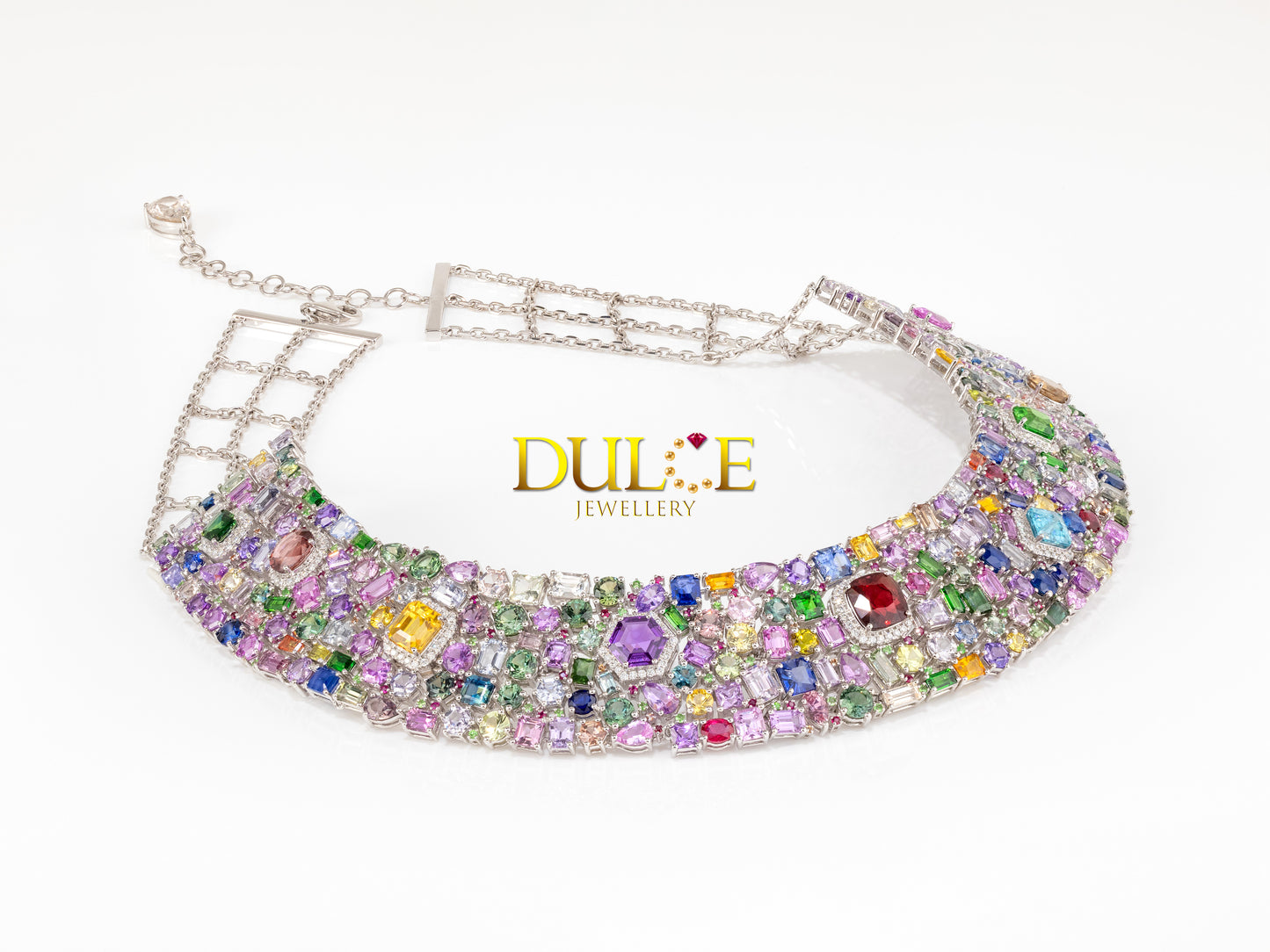 14K Gold Multi-Color Gemstones Necklace (GNMC5753)
