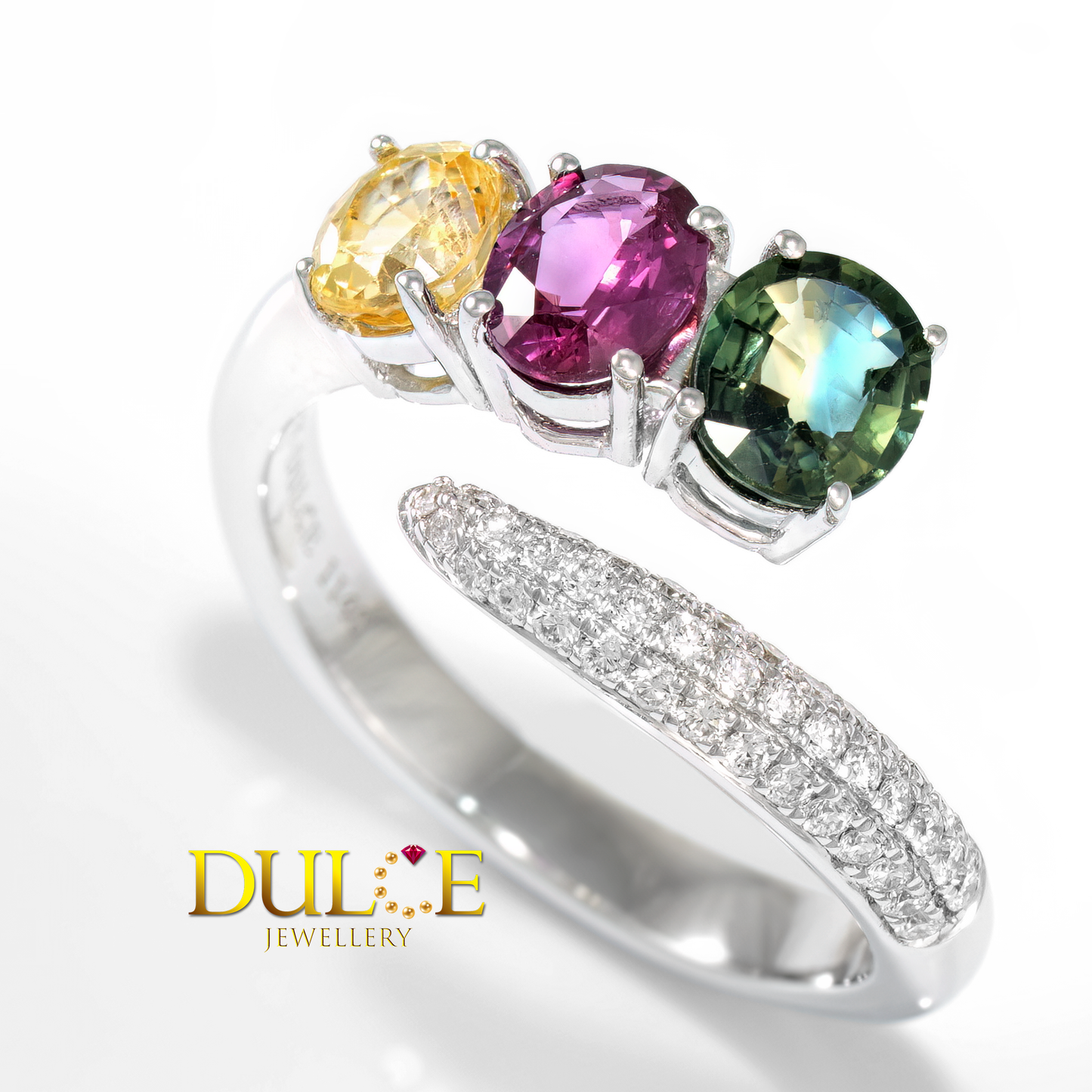 18K Gold Multi-Color Sapphire Diamond Ring(GRMCS1140)