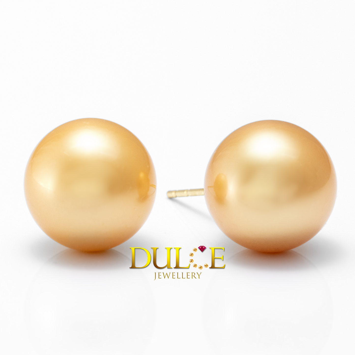 18k Gold 10mm Golden Round Southsea Pearls Earrings