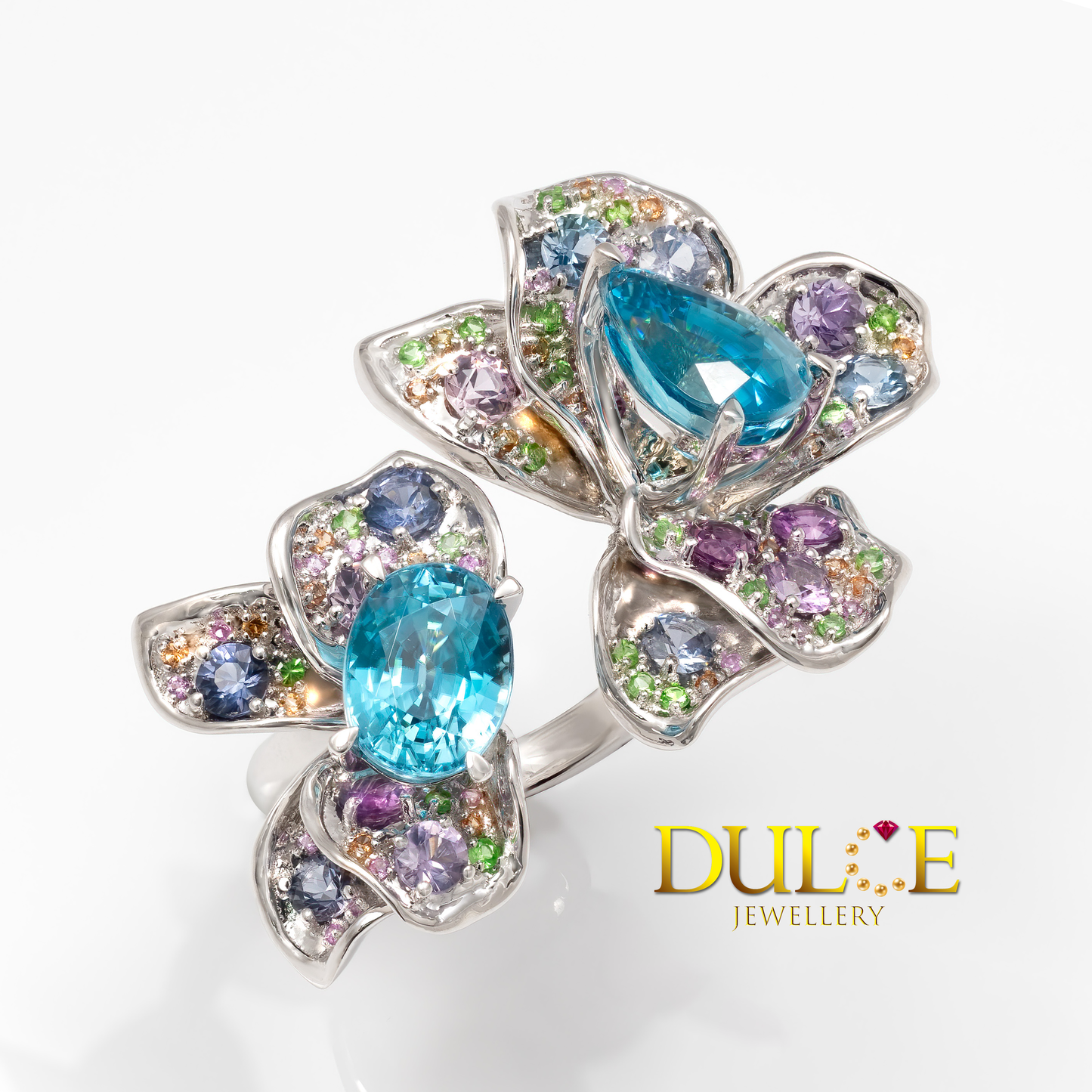 18K 金藍風信子、彩寶花戒指 (GRBZMC5799)