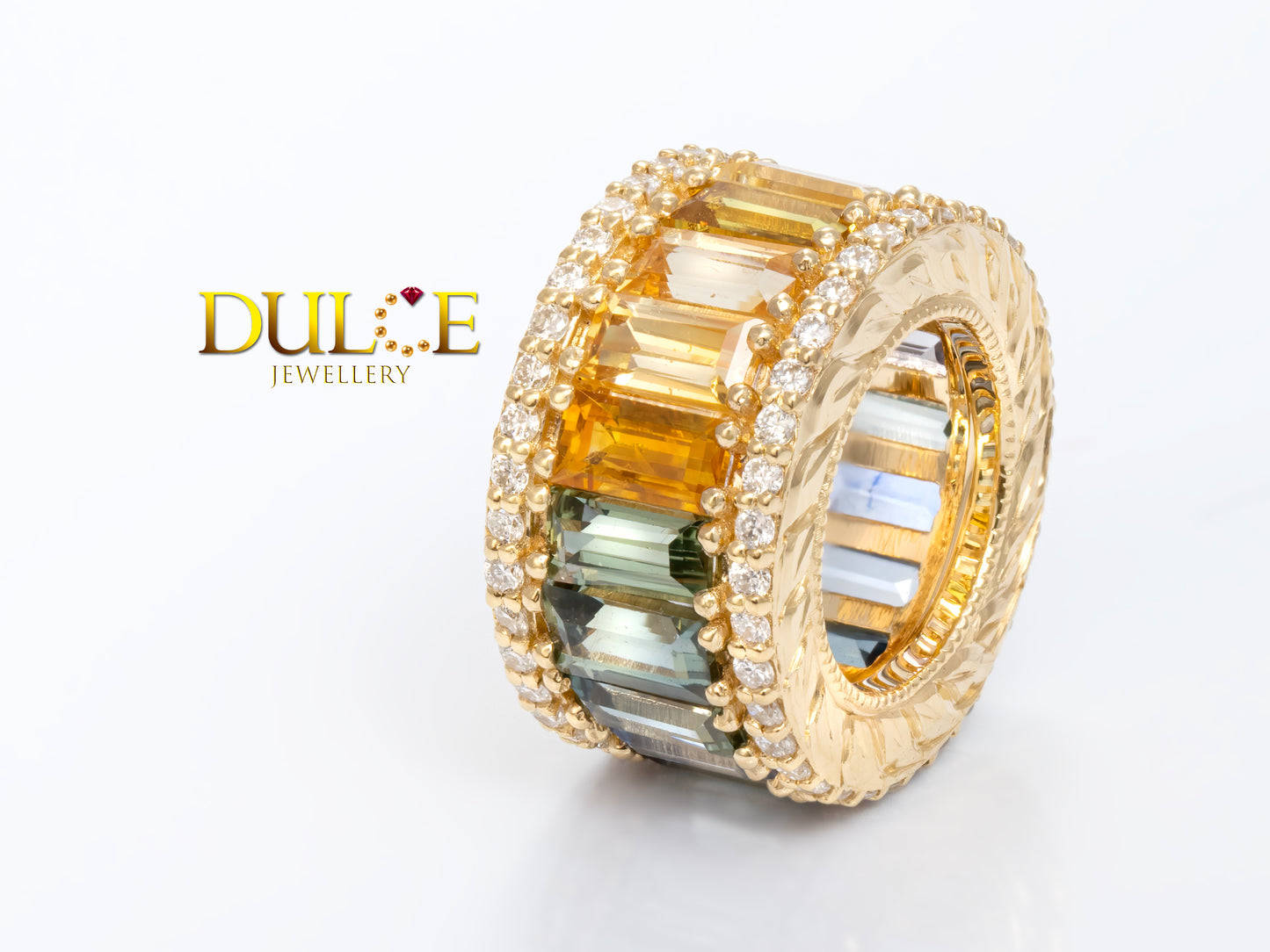 18K Gold Multi-Color Sapphire Diamond Roundel (Price by Request)