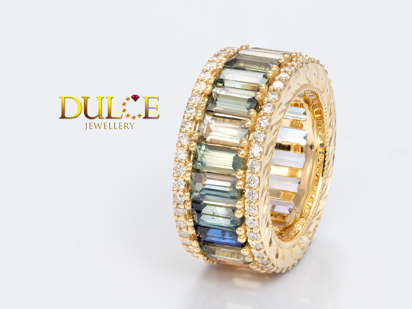 18K Gold Multi-Color Sapphire Diamond Roundel (Price by Request)