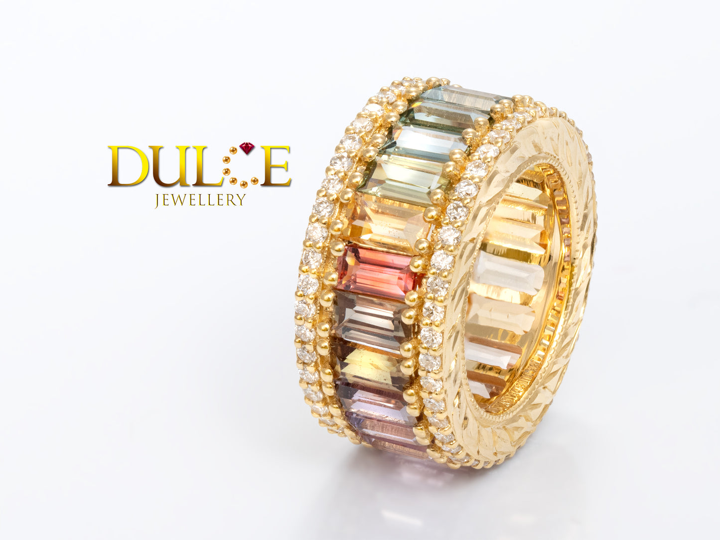 18K Gold Multi-Color Sapphire Diamond Roundel (Price by Request)