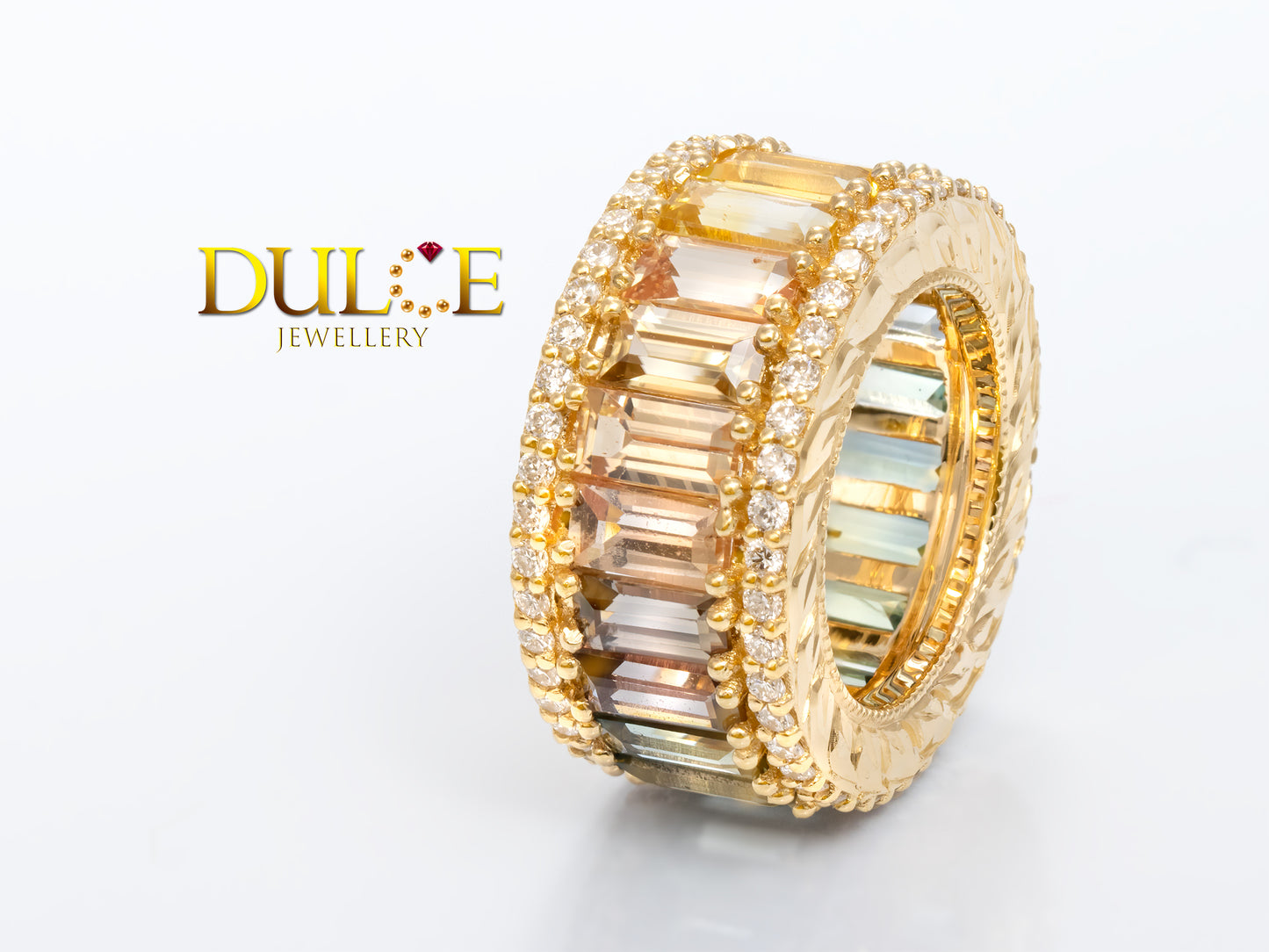18K Gold Multi-Color Sapphire Diamond Roundel (Price by Request)