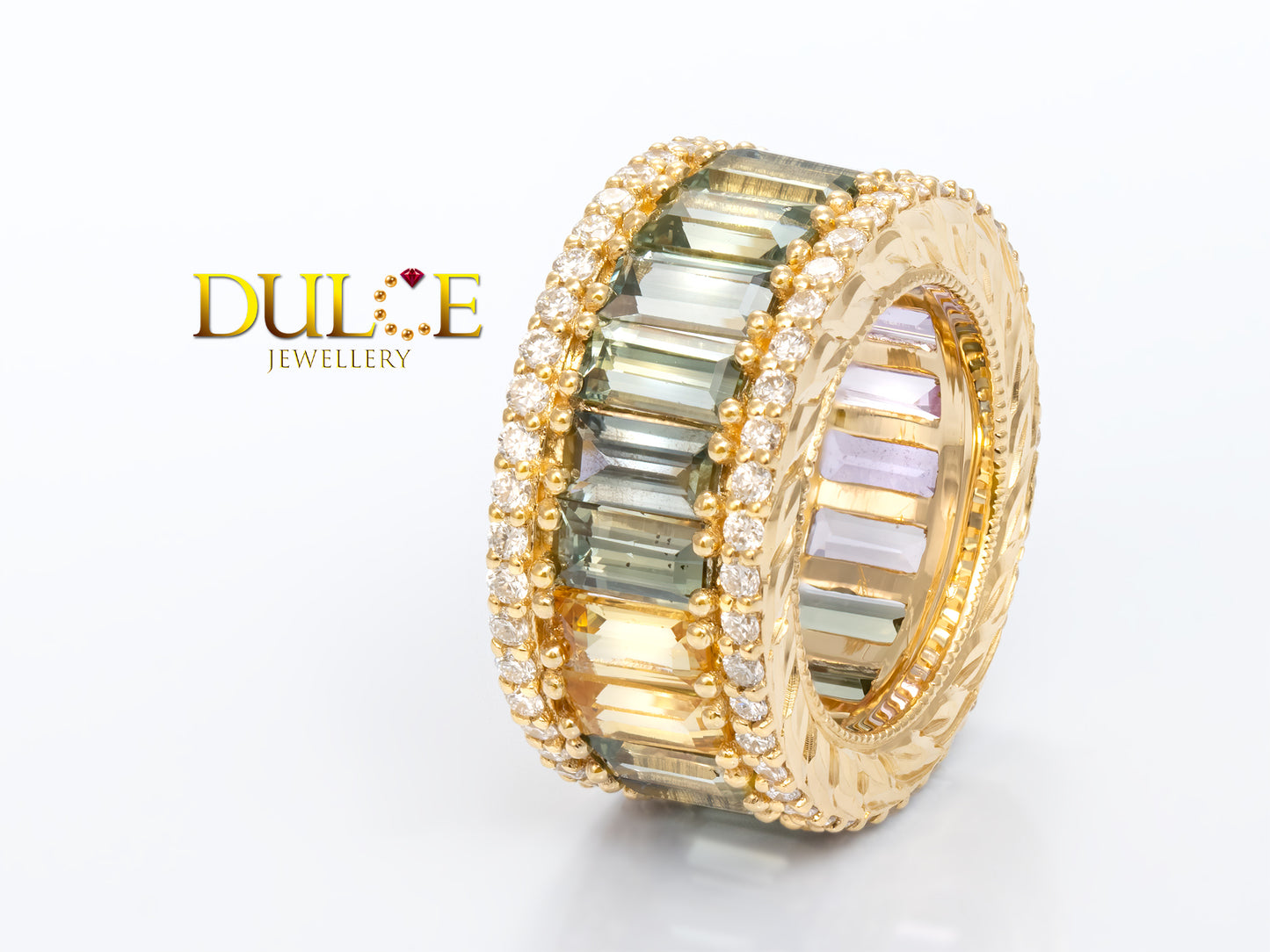 18K Gold Multi-Color Sapphire Diamond Roundel (Price by Request)