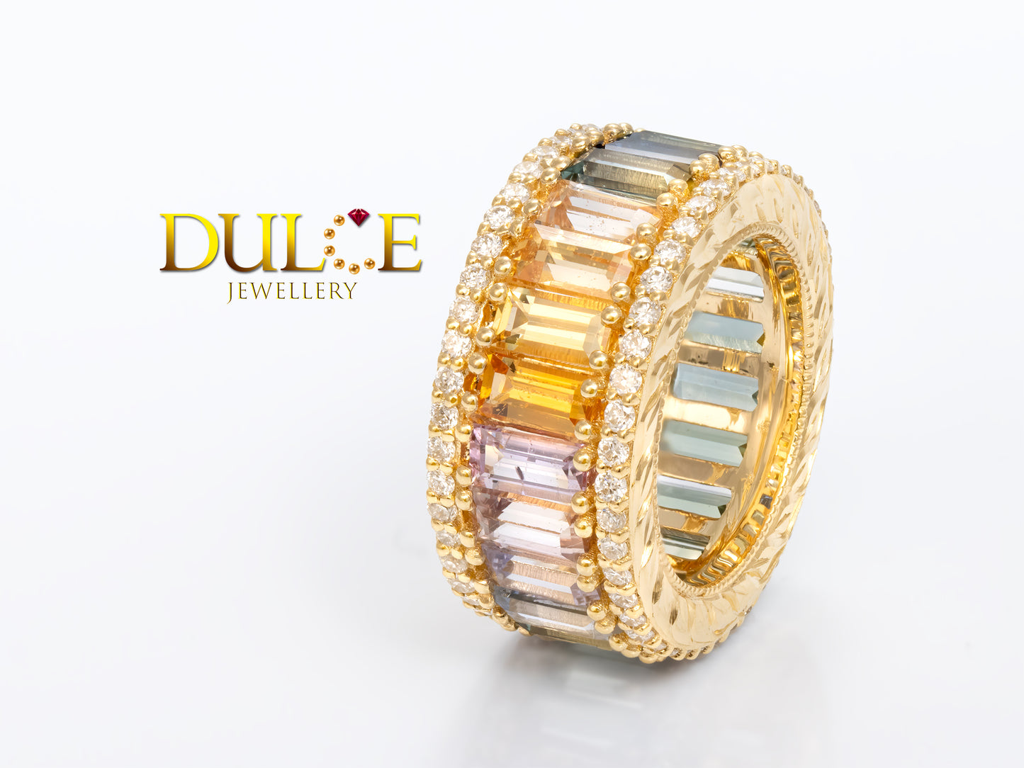 18K 金多色藍寶石鑽石圓形飾品(價格另詢)