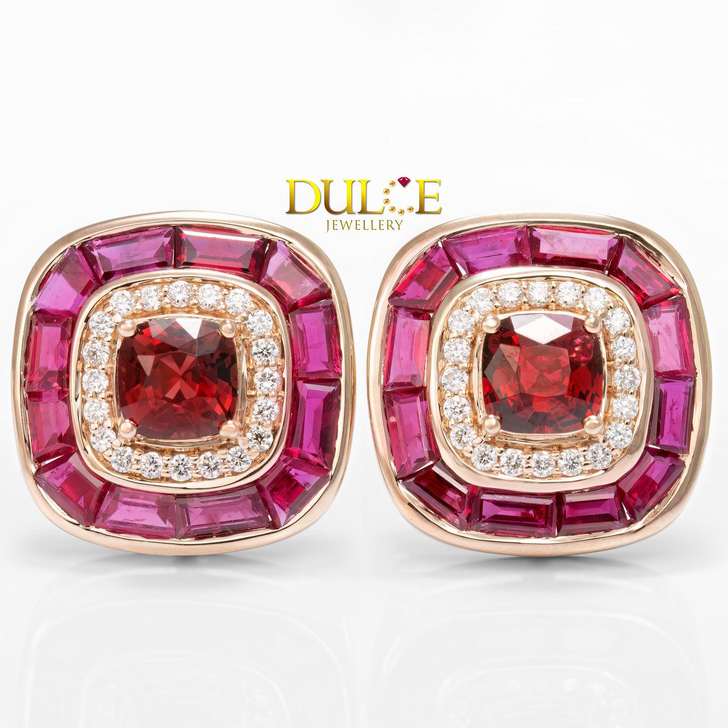 18K Gold Red Spinel Sapphire Earrings (#2698)