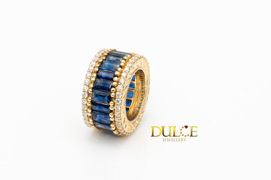 18K Yellow Gold Blue Sapphire Diamond Roundel (Price by Request)