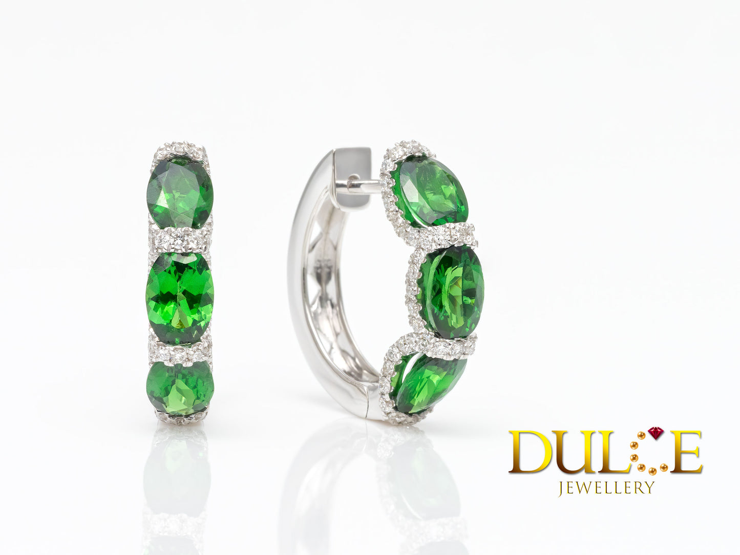 18K Gold Tsavorite Diamond Earrings