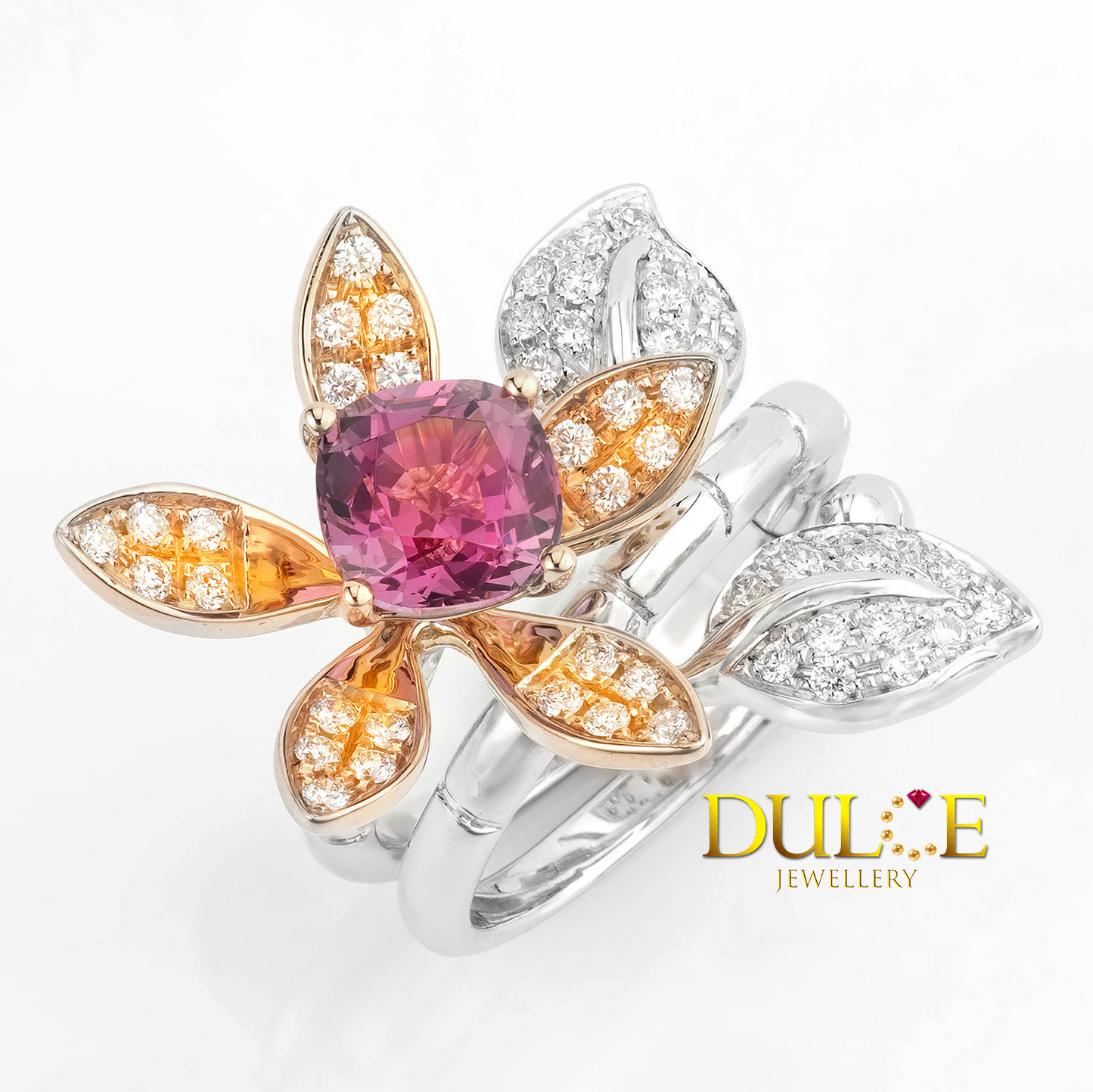 18K Gold Pink Spinel Diamond Ring