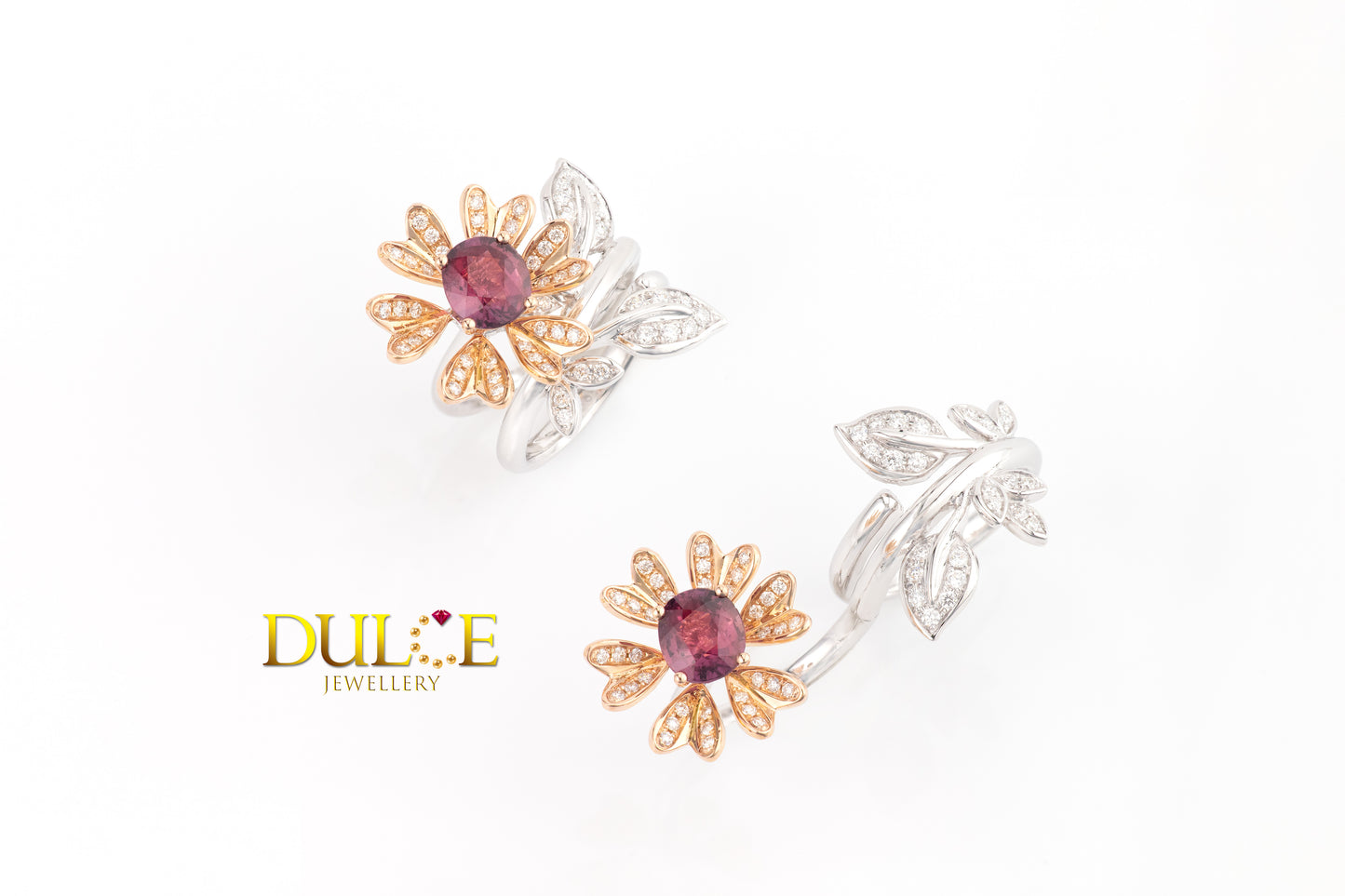 18K Gold Pinkish-Red Sapphire Diamond Ring (GRSAP&D)