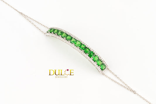 Tsavorite Diamond Gold Bracelet, Detail: Luxurious,Vibrant, Modern, Design