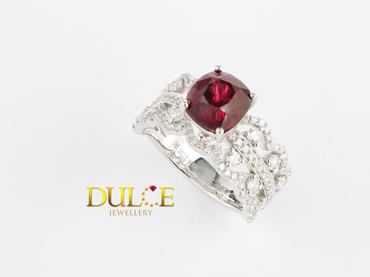 18K Gold Red Spinel Diamond Ring (GRSP&D6406)