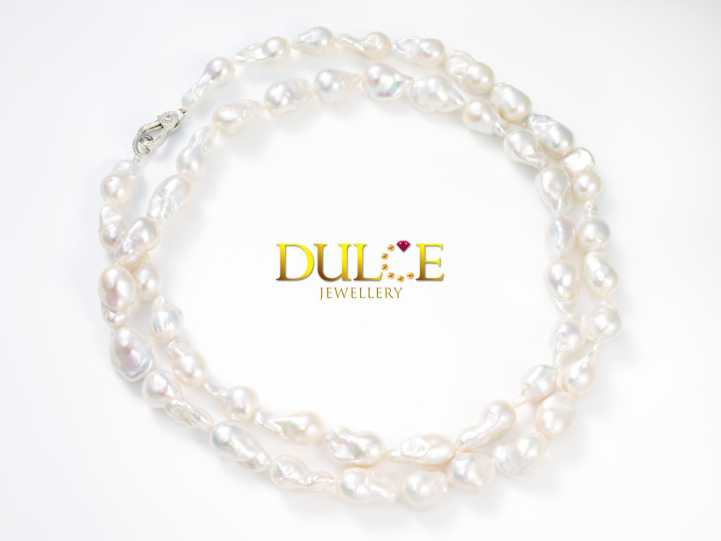 17吋925銀扣10-12公厘巴洛克金屬珍珠項鍊