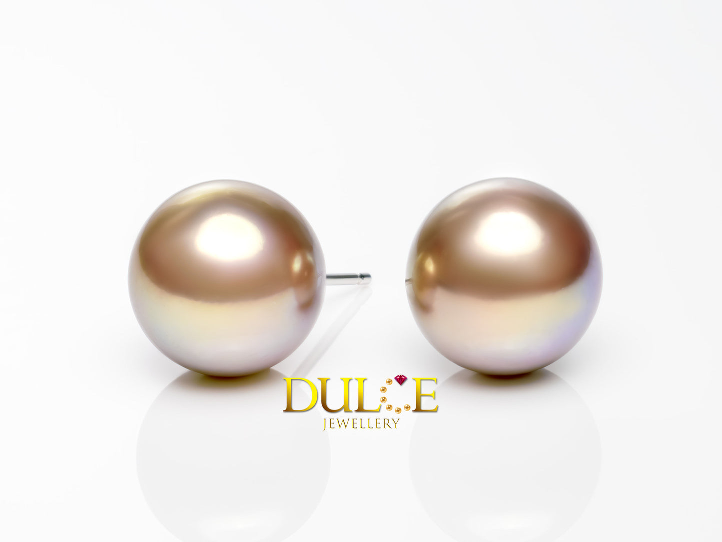 18K 金 8-11 毫米天然色淡水珍珠耳環