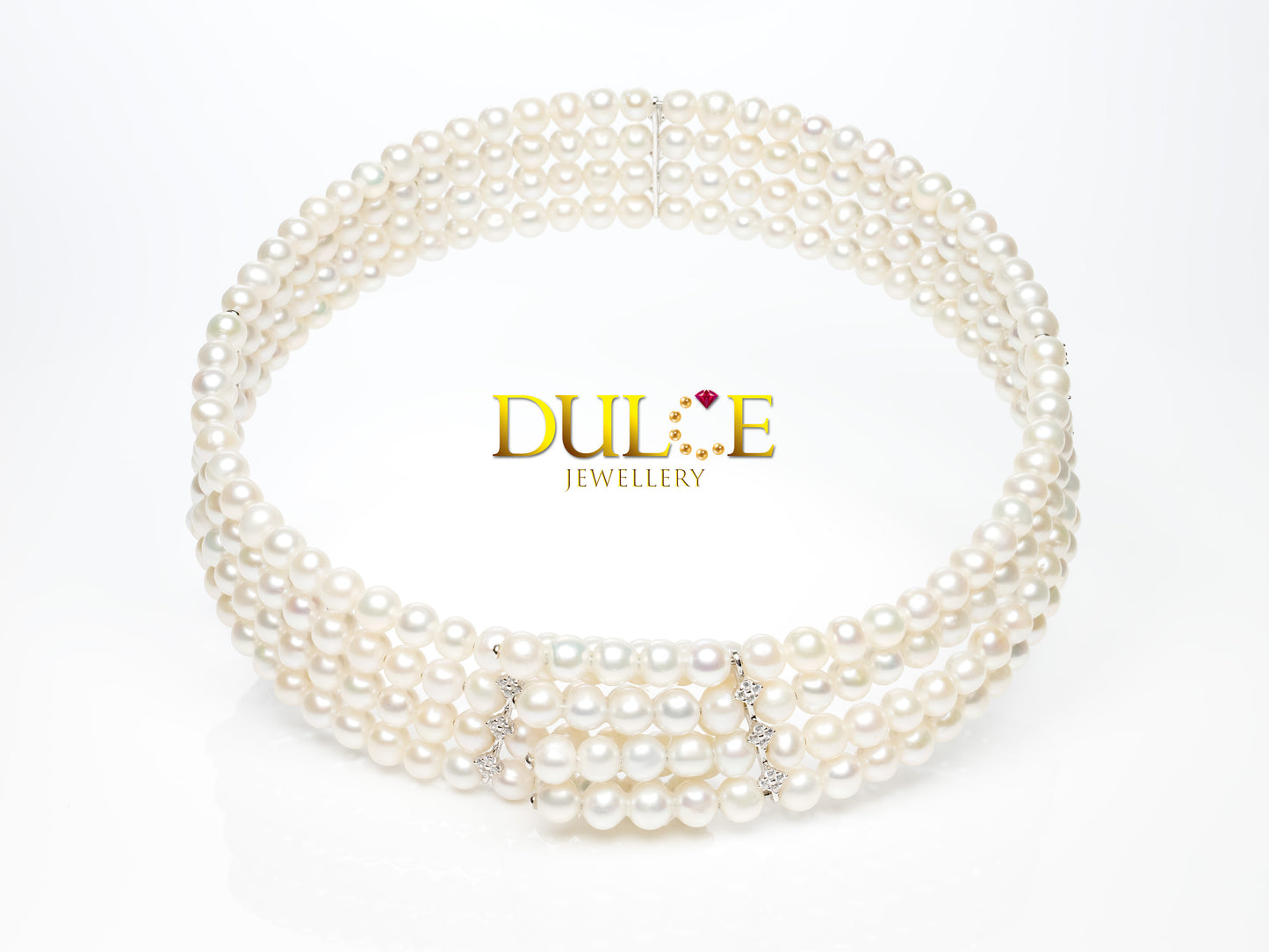 Metallic Freshwater Pearls Silver Collar