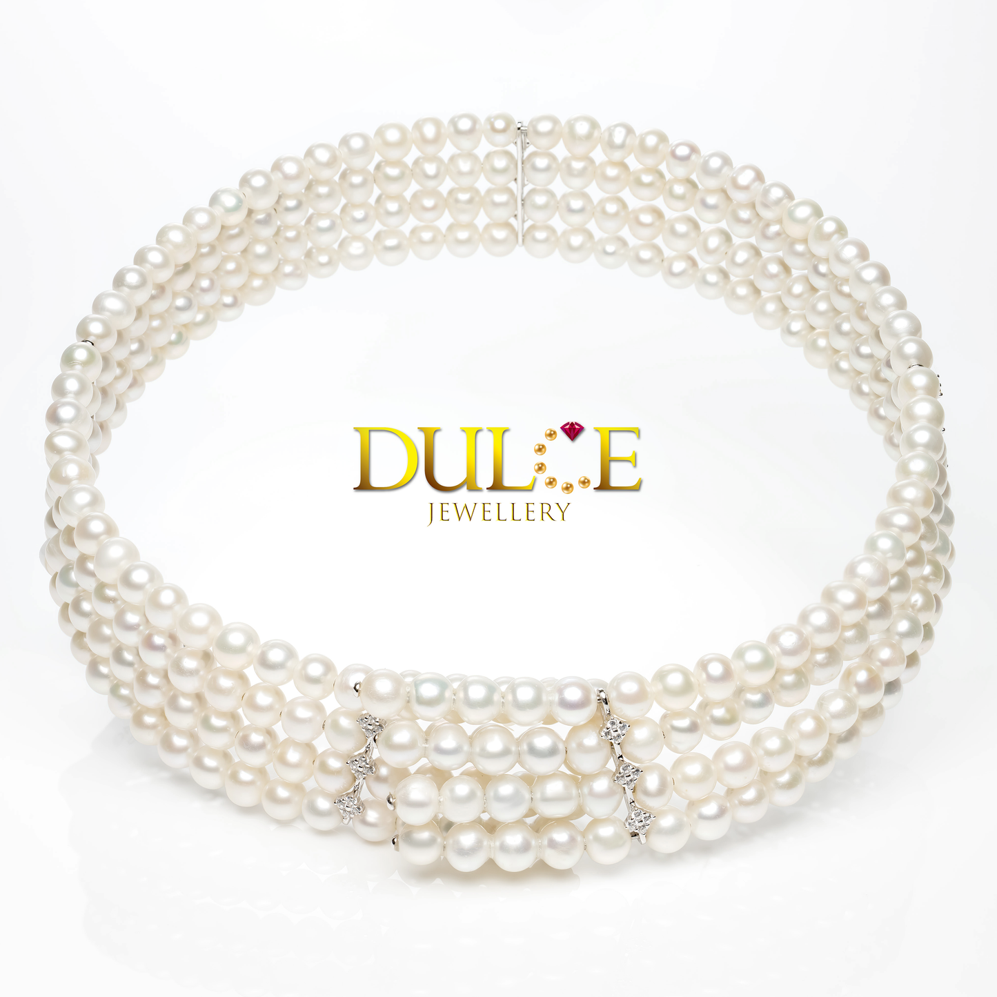 Metallic Freshwater Pearls Silver Collar