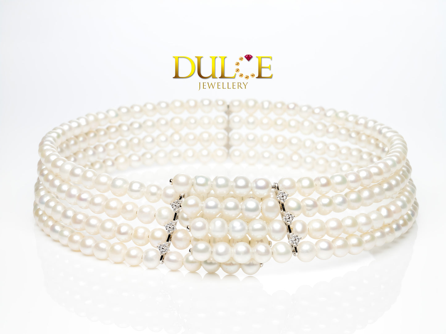 Metallic Freshwater Pearls Silver Collar