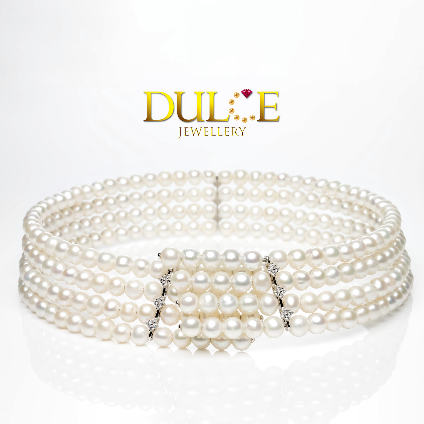 Metallic Freshwater Pearls Silver Collar
