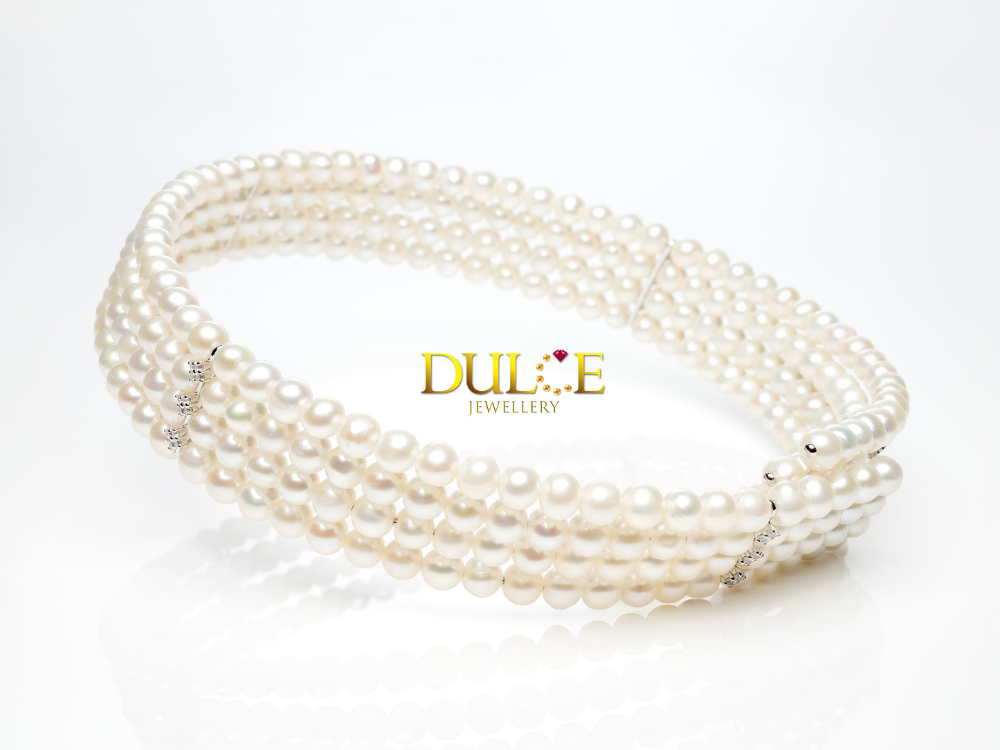 Metallic Freshwater Pearls Silver Collar