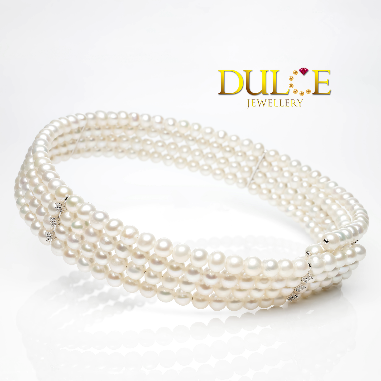 Metallic Freshwater Pearls Silver Collar