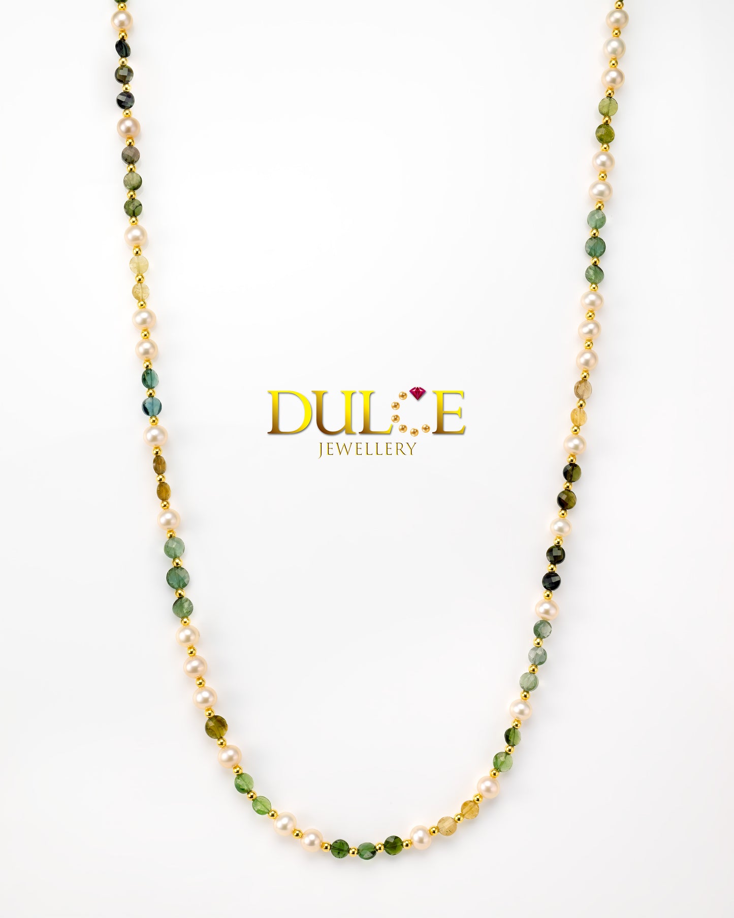 42吋925銀扣6毫米淡水珍珠碧璽項鍊