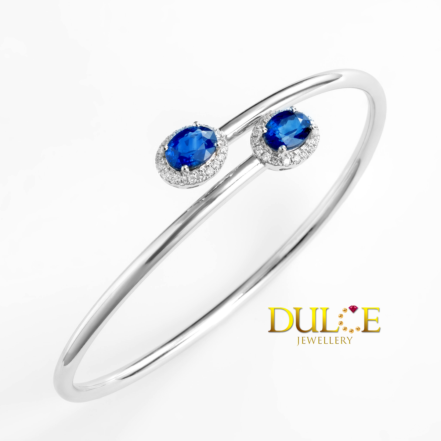 18K Gold Royal Blue Sapphire Bangle