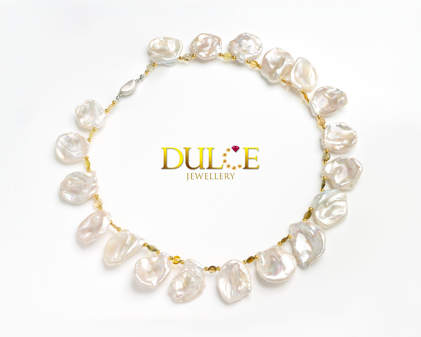 14-20 毫米金屬Keshi珍珠和碧璽項鍊