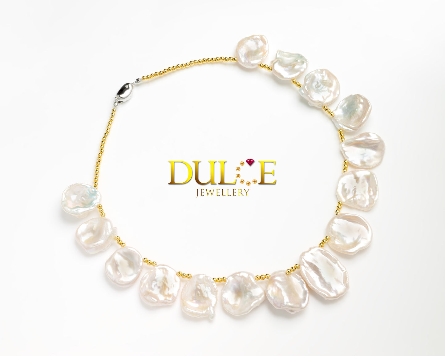 銀色 14-22 毫米金屬Keshi珍珠項鍊