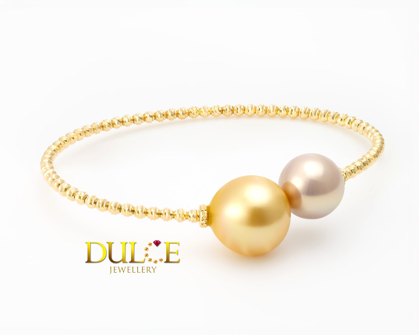 18K 金金色南洋珍珠與淡水珍珠手鐲