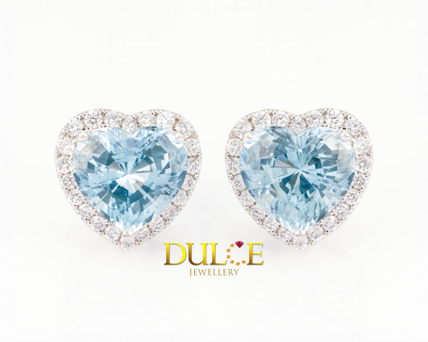 18K 金海藍寶石及鑽石耳環