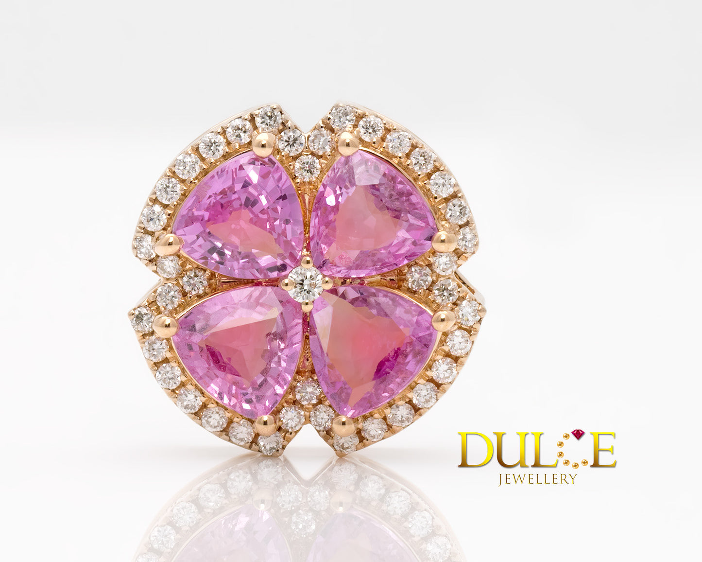 18K Yellow Gold Pink Sapphire & Diamond Pendant