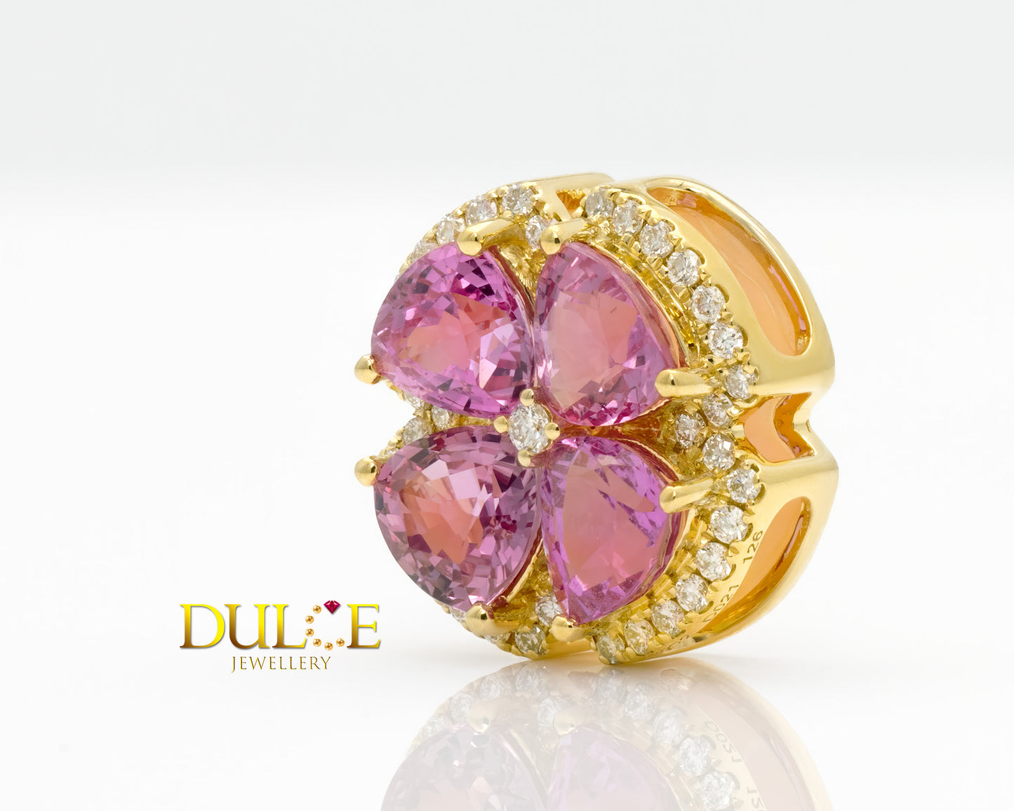 18K Yellow Gold Pink Sapphire & Diamond Pendant