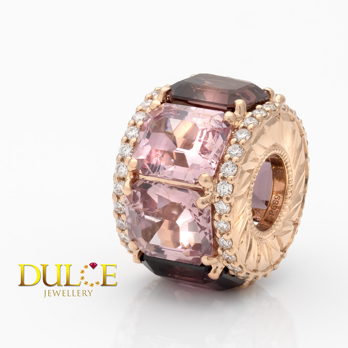 14K Gold Spinel Diamond Roundel