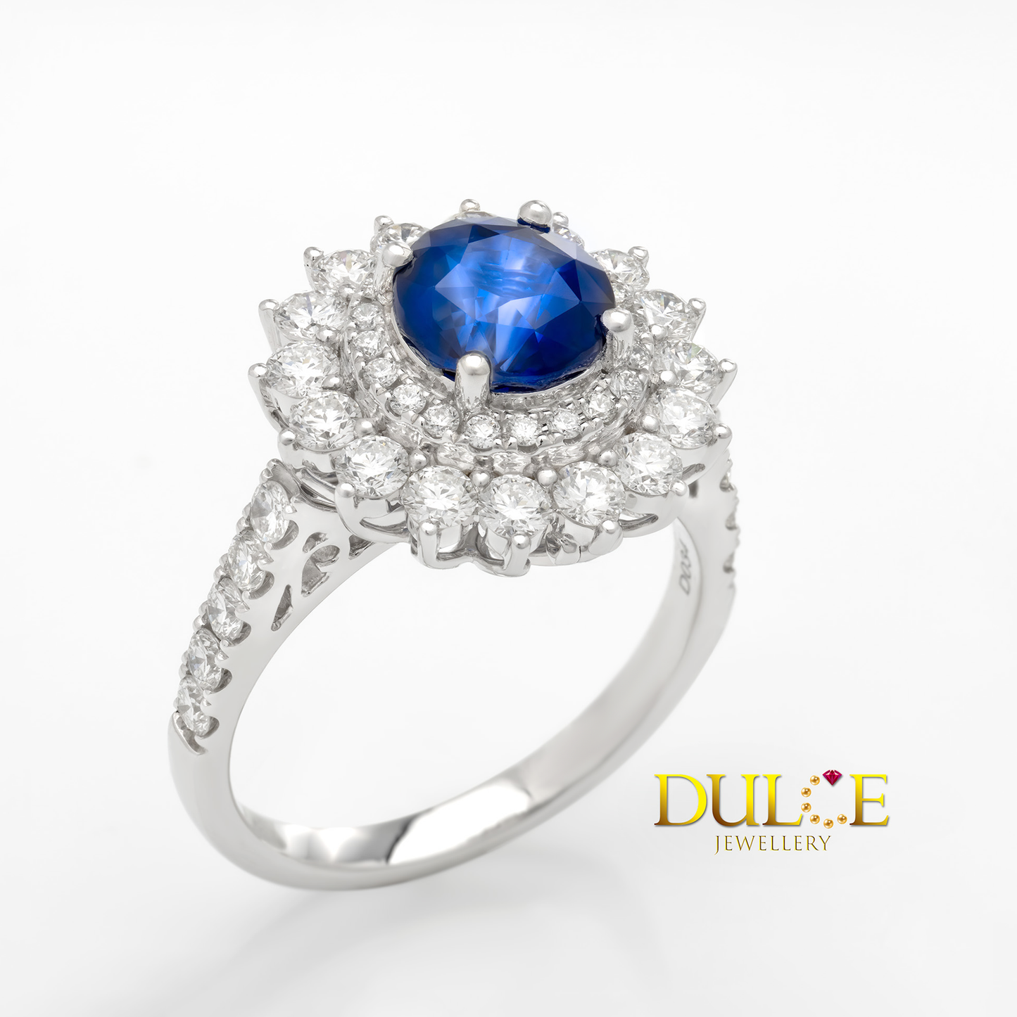 18K 金藍寶石及鑽石戒指/吊墜