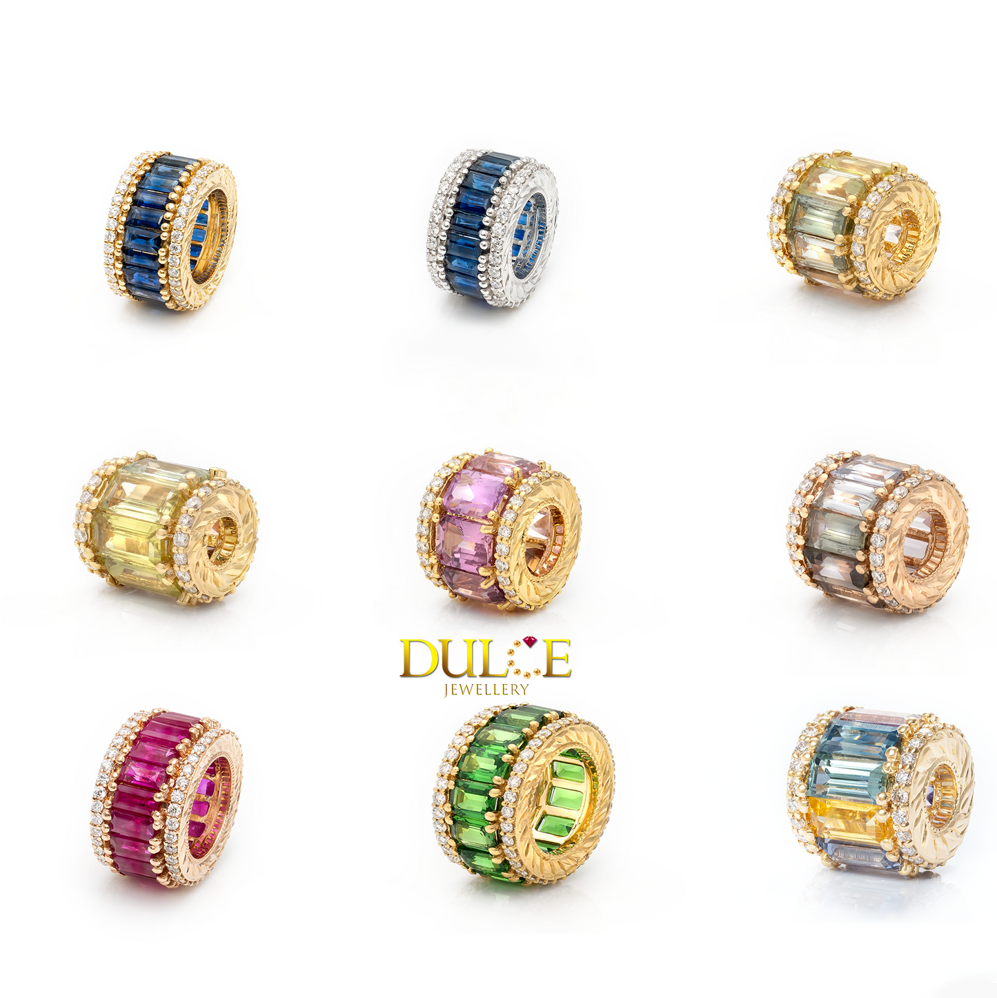 18K Gold Multi-Color Sapphire Diamond Roundel (Price by Request)