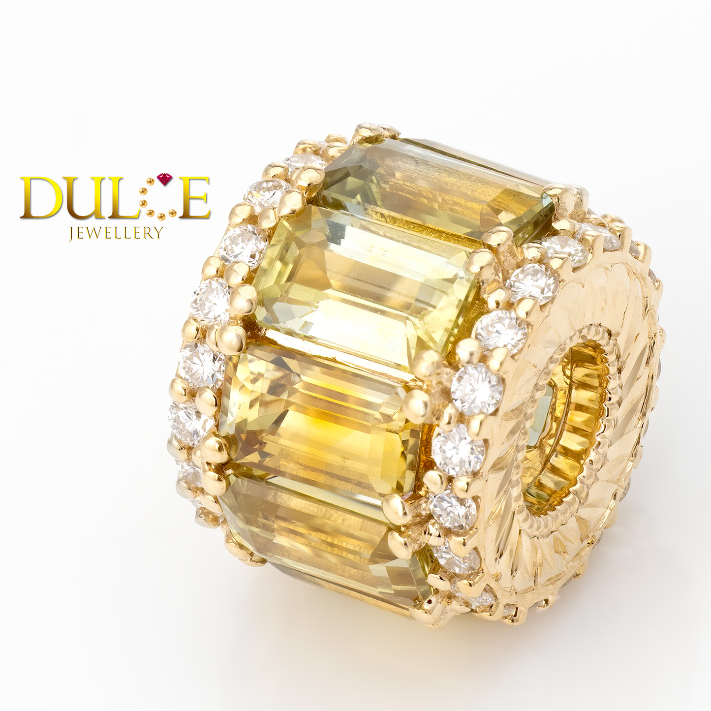 14K Gold Yellow Sapphire Diamond Roundel