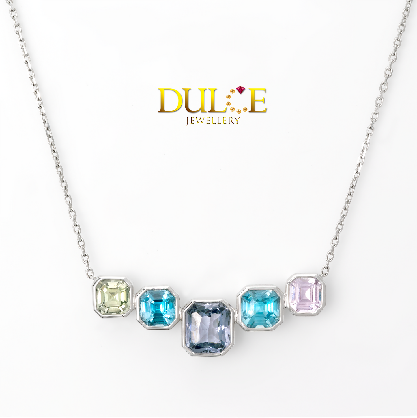 18K 金藍寶石、尖晶石和風信子項鍊