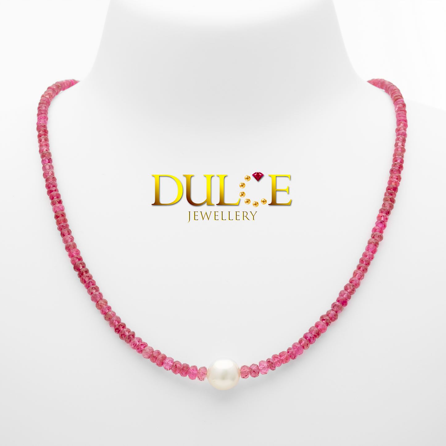 Silver Clasp Pink Spinel Beads & Japanese Akoya Necklace