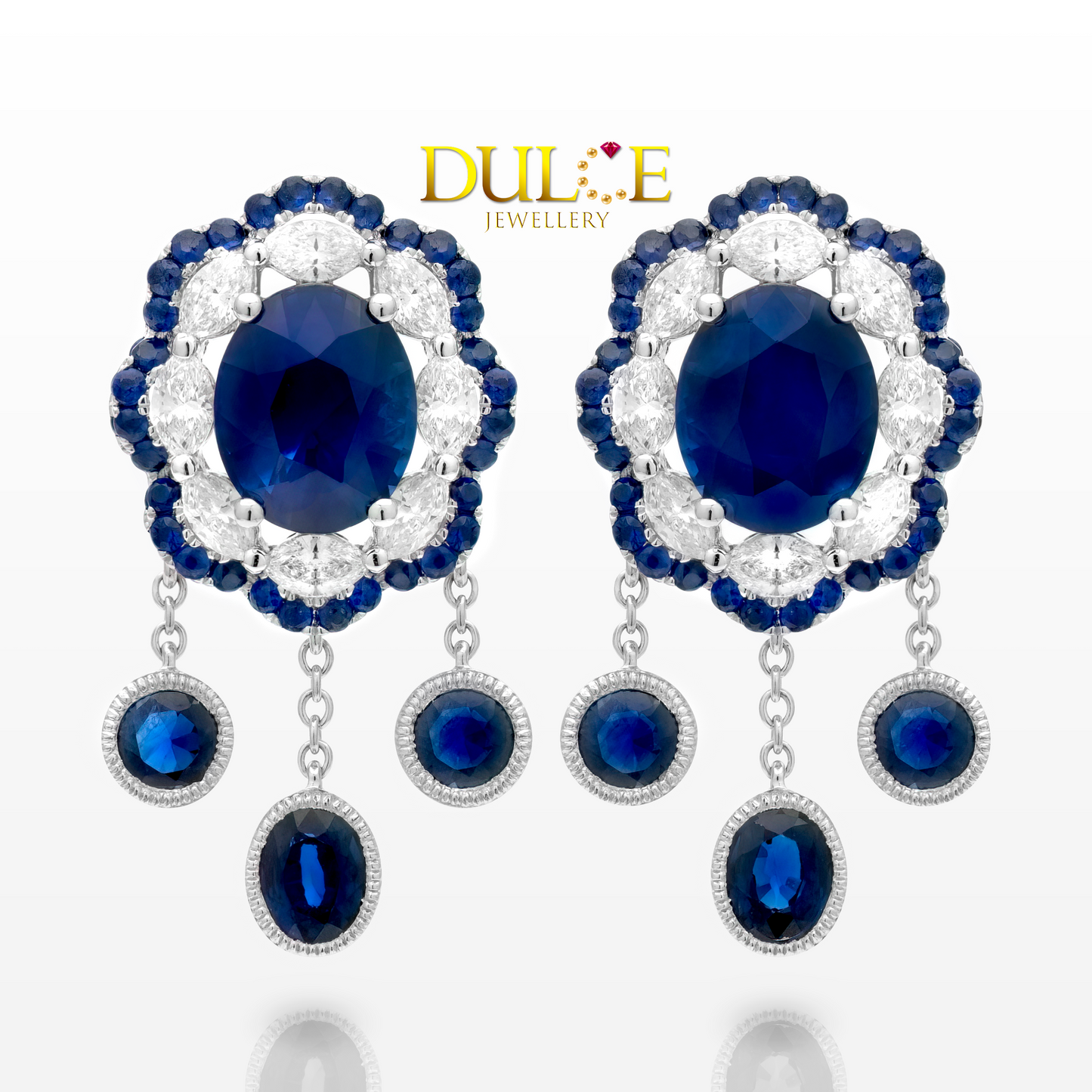 18K Blue Sapphire Diamond Earrings