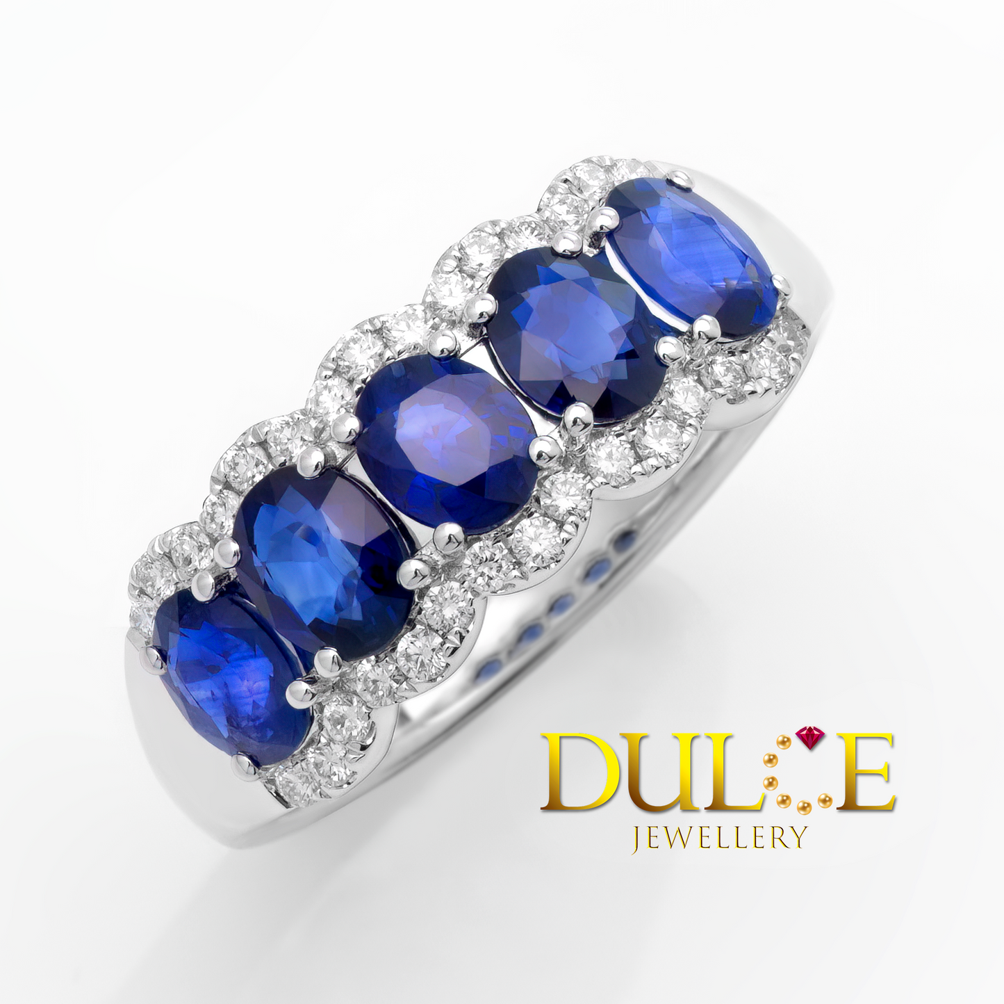 18K藍寶石鑽石戒指